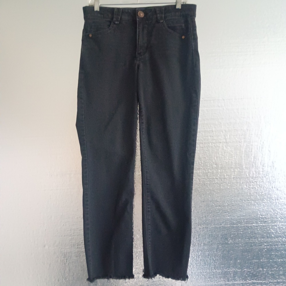 Democracy Ab'solution Jeans Women 8 Black Frayed Hem Straight Leg